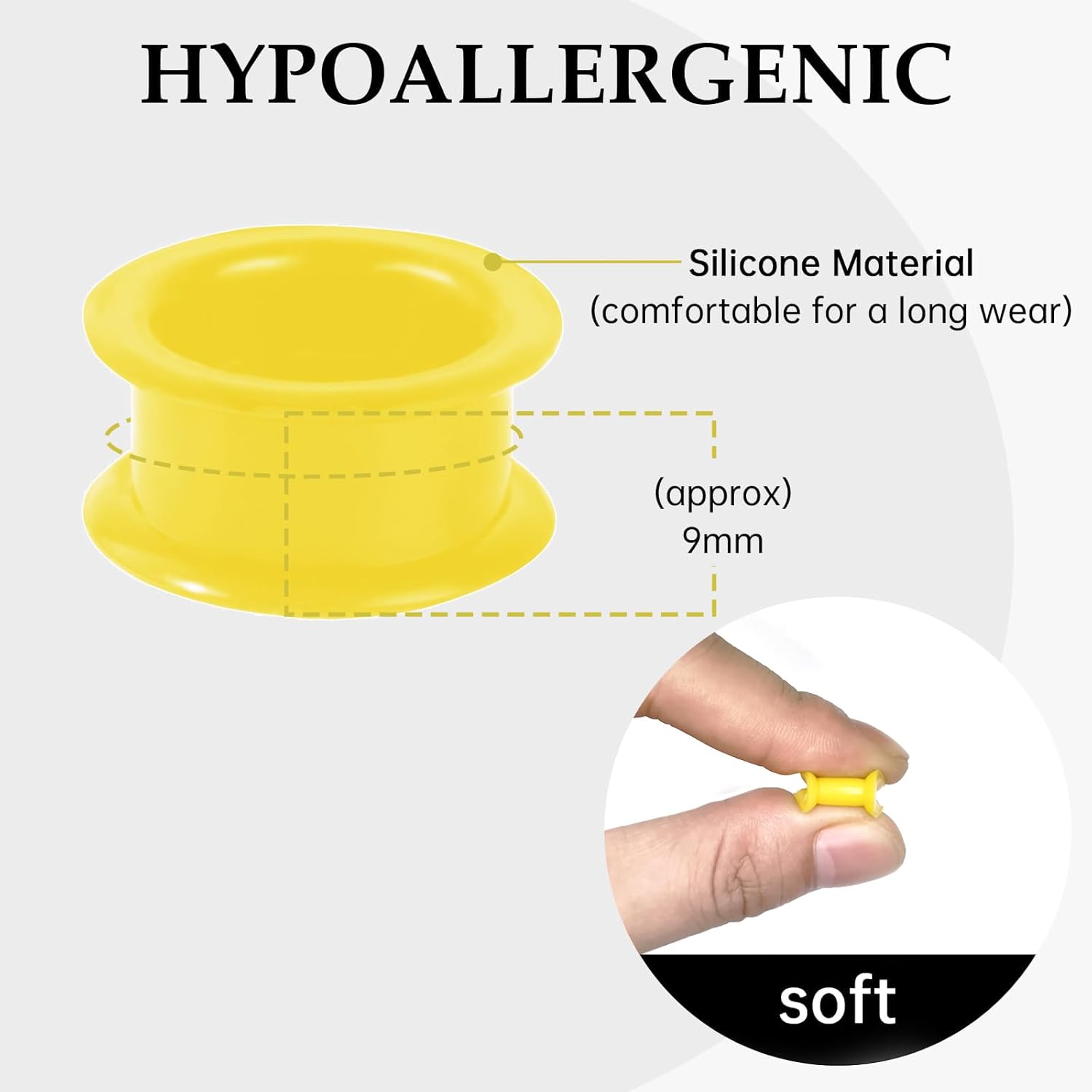 20Pcs Silicone Ear Gauges 2G-25mm Flexible Ear Tunnels Gauges Soft Expander Stretching Ear Plugs Tunnels Black Earring Piercings Jewelry for Men Women - Image 3