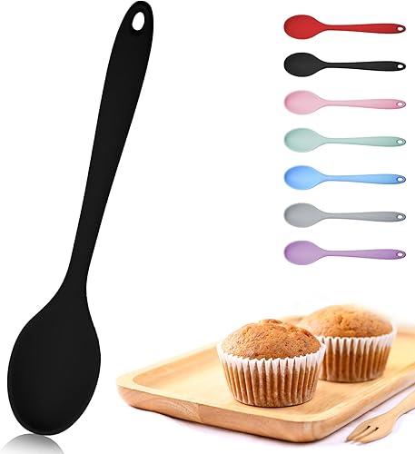Cuchara mezcladora de silicona Cuchara de cocina antiadherente para cocinar resistente al calor (negro)