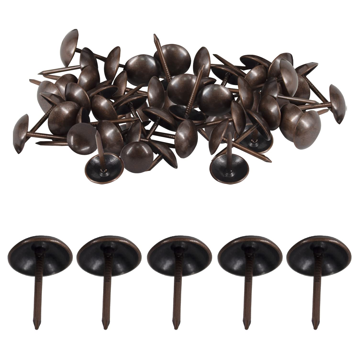 WedDecor Upholstery Tacks Nails Round Head Stud Decorative Thumbtacks Nail Pins For Furniture, Wood Sofa, Chair, Carpet, DIY Projects, 15mm x 9mm, Bronze, 1000pcs