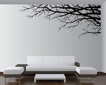 Vinyl Wall Art Mural Decal Tree Top Branches 67"w X 28 1/2"h Right To Left Black