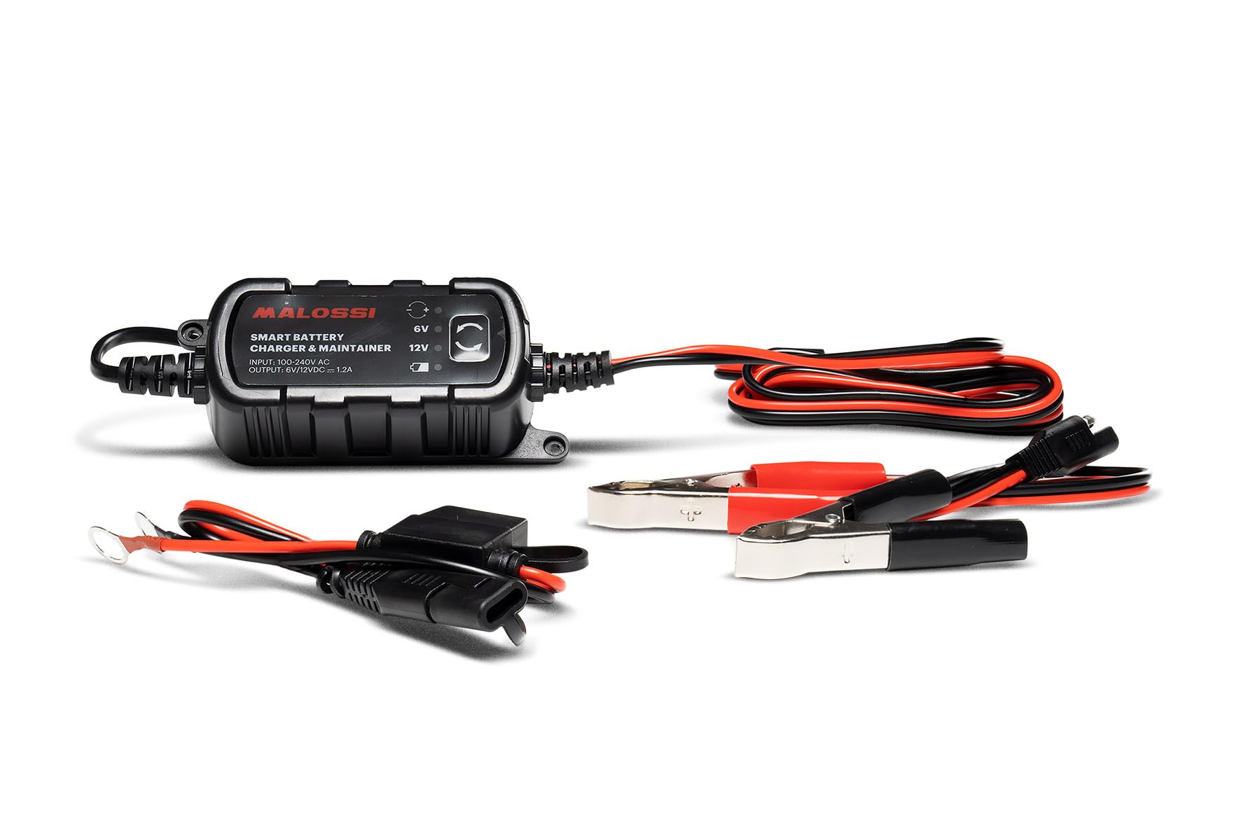 Malossi Smart Battery Caricabatterie e Mantenitore, 6V/12V 1A, per Batterie 2-20Ah, Compatibile GEL/AGM/LiFePO4