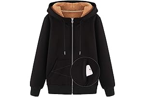 Omoone Sherpa Lined Zip-Up Fleece Cardigan Jacket