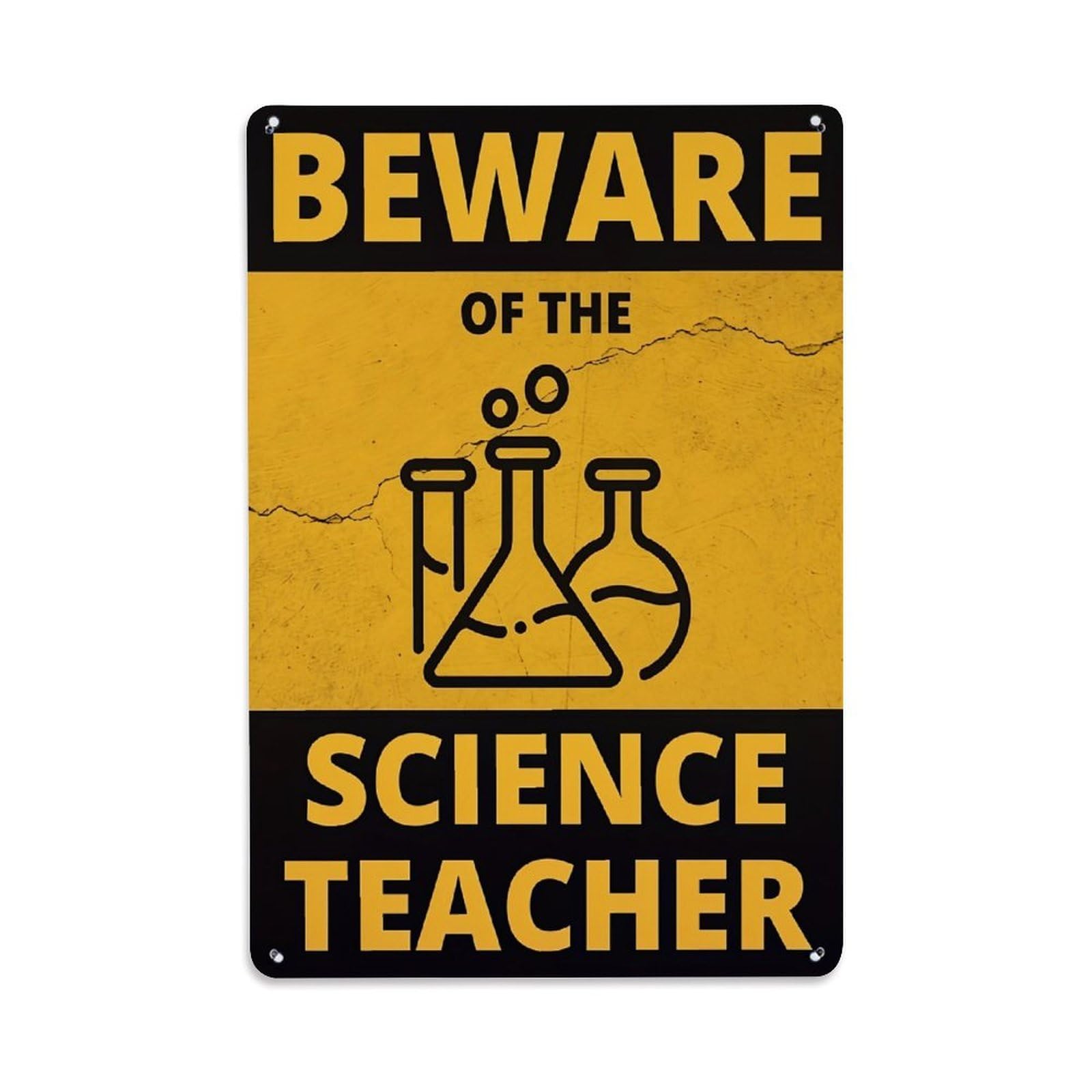 Jdyaojiesheng Vintage Beware Of The Science Teacher Tin Sign Retro Metal Wall Decor Metal Poster, Home Bar Garage Farmhouse Cafe Wall Art Decoration 8X12inches