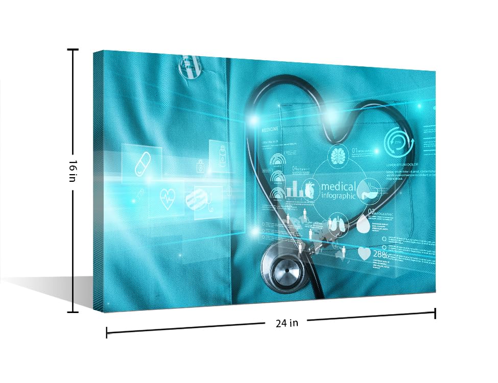 Image of TUMOVO Canvas Wall ArtHealth Medical Technology or Scientific Research Concept Artwork Pictures Black and White Wall Art 1 Panel Home Decor Clinical Laboratory Framed Ready to Hang (16 inch Wx24 H)