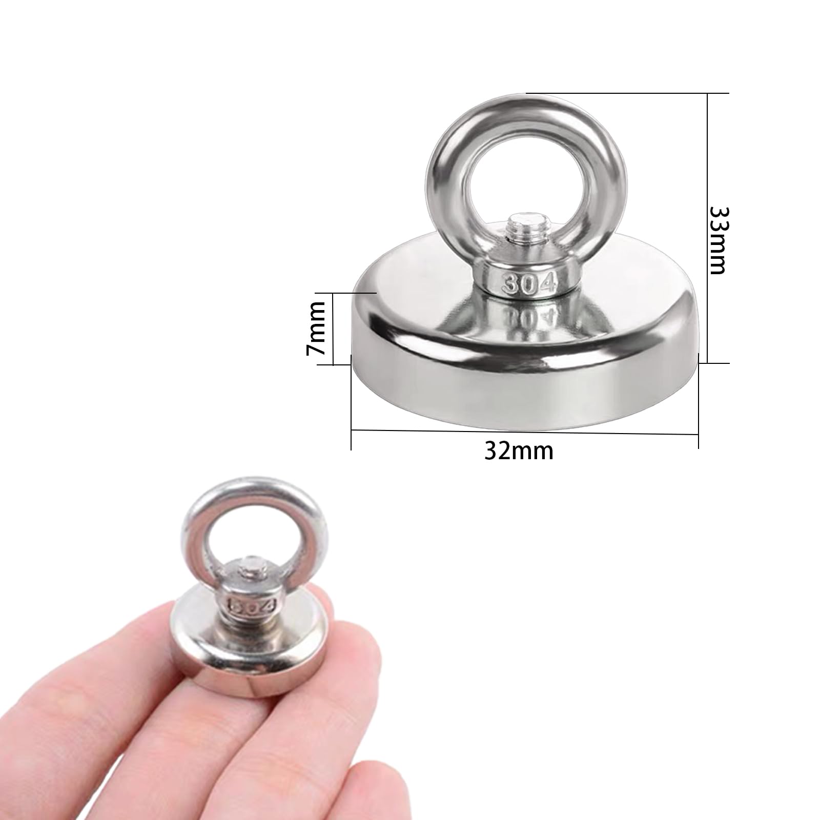 10Stück Magnete Stark 32mm Neodym Magnete Extra Stark Groß 45KG Magnetfischen Magneten Starker Halt Magnet mit Gewinde,Außenbereich Industrie