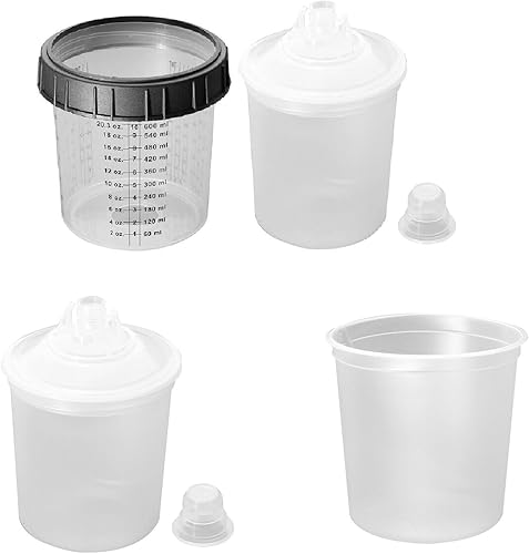 Miniatura 7 de Kit de tazas y revestimientos para mezclar pintura automotriz, taza desechable para pistola de pintura en aerosol, tapas y adaptadores para filtrar