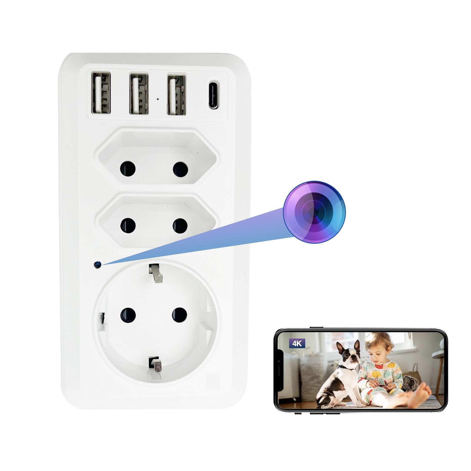 WIWACAM MW12 Caméra WiFi 4K Ultra HD, Emplacement pour Carte SD, Camera de Surveillance Interieur, détection de Mouvement Intelligente, Alarme sur téléphone Portable, Alarme par e-Mail