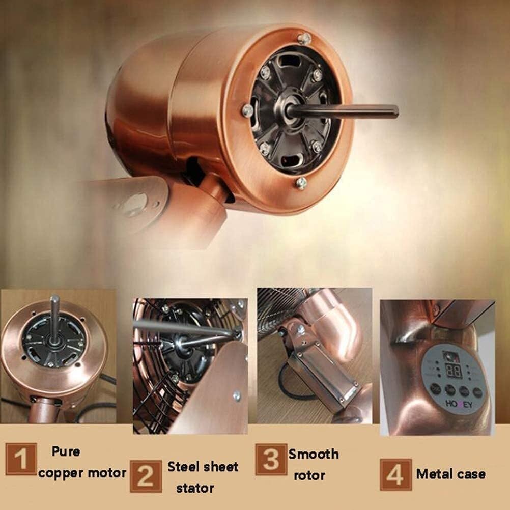 Retro Wall Mount Fan, 50W Industrial Metal Cooling Durable Copper Core Motor, 90° Oscillation, Remote Control, Silent Operation, Heavy-Duty Electric Fan for Home & Office(40cm/16in)