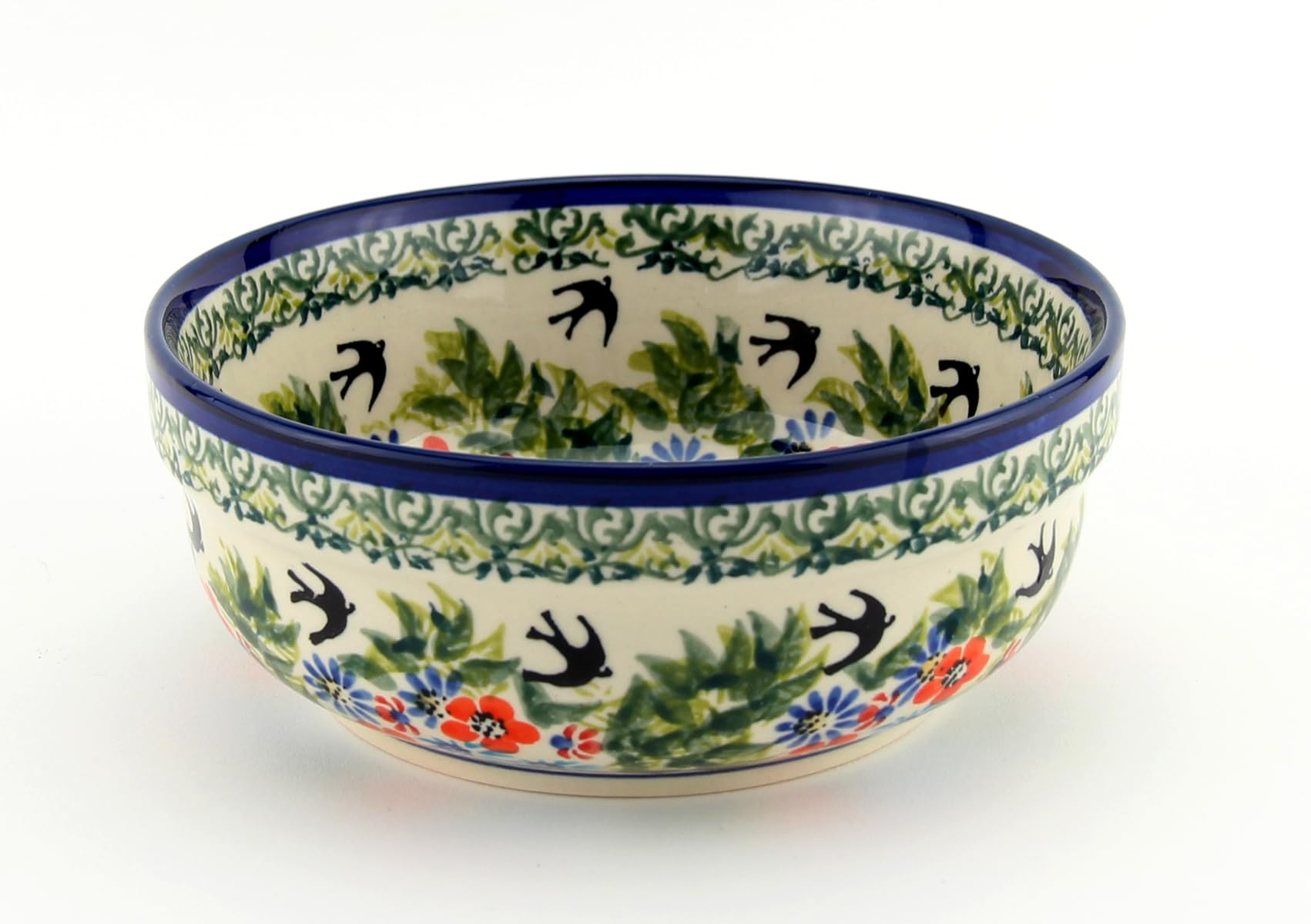 Polish Pottery Bowl 6 Inch From Zaklady Ceramiczne Boleslawiec #833/1-du182 Pattern, Height: 2.5" Diameter: 6"