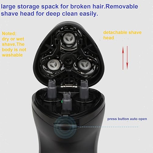 Miniatura 5 de Afeitadora eléctrica con cable para hombres. Afeitadora de cabeza profesional para hombre calvo. Navaja flotador 3D para máquina de afeitar cerrada.