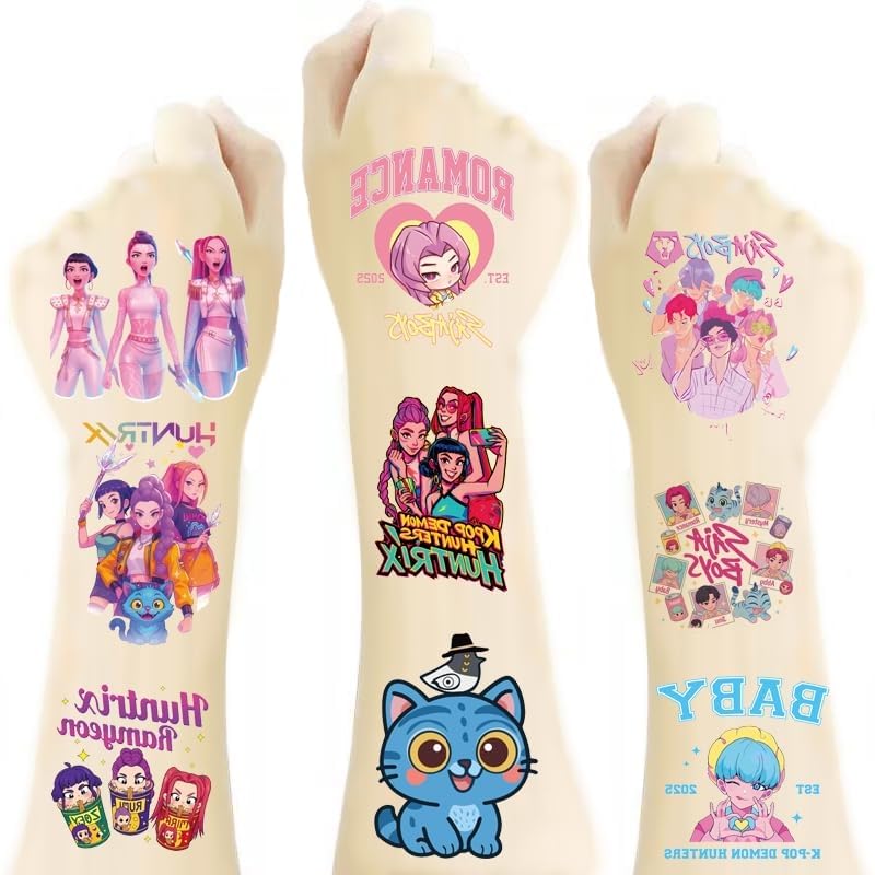 40 hojas Demon Hunters Tatuajes temporales para Kidder, K Pop