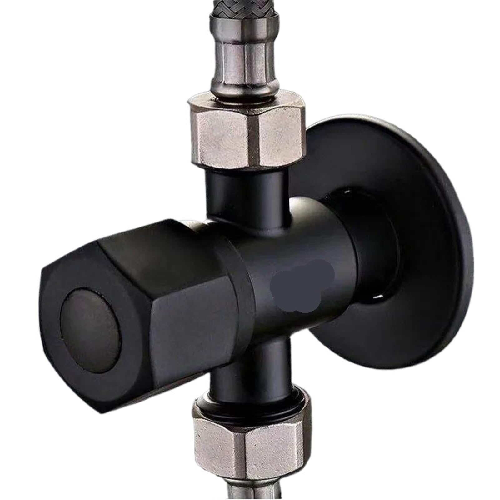 Vanne d'angle double sortie noire anti-fuite en cuivre pour WC