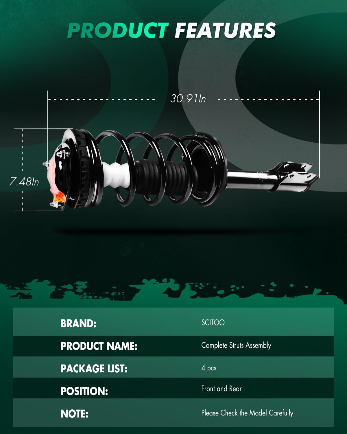 SCITOO Front and Rear Pair Strut & Spring Complete Assembly Compatible with 1998 1999 2000 2001 2002 for Subaru Forester Complete Struts 171412FL 171413FR 171410 RR 171411 RL