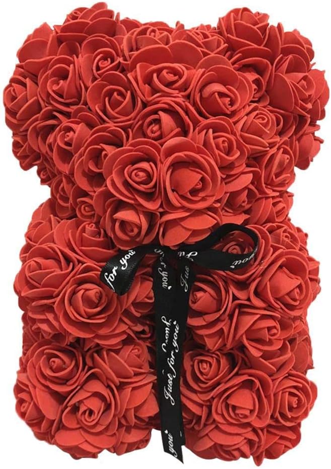 Rose Bear Teddy Bear Cub Forever Artificial Rose Anniversary Christmas Valentines Gift 14"