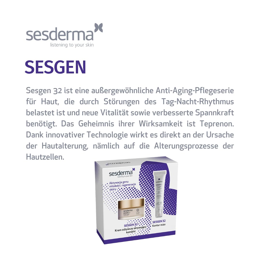 Sesderma SESGEN 32 Geschenkset – Zellaktivierende Anti-Aging Gesichtscreme 50 ml + Augencreme 15 ml – Mit Teprenon, Hyaluronsäure & DMAE – Regenerierende Pflege für strahlende Haut