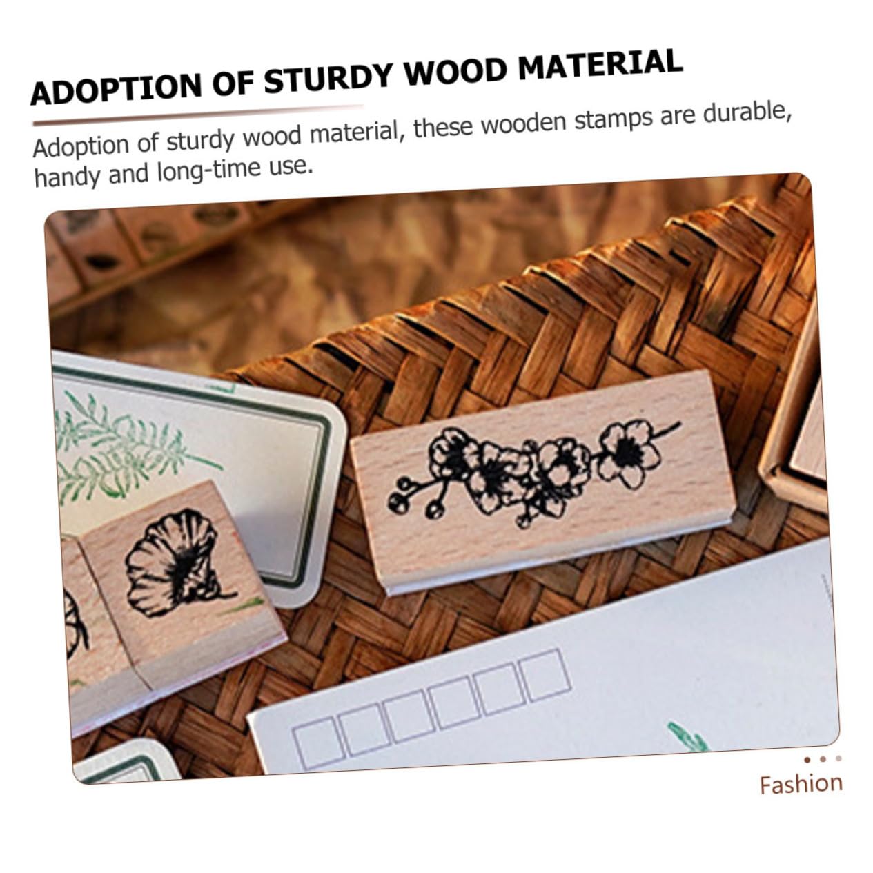 DOITOOL 4 Juegos Juego de focas de plantas mini sellos suministros de diario almohadillas para decoración sello de madera retro álbum de recortes herramienta de bricolaje