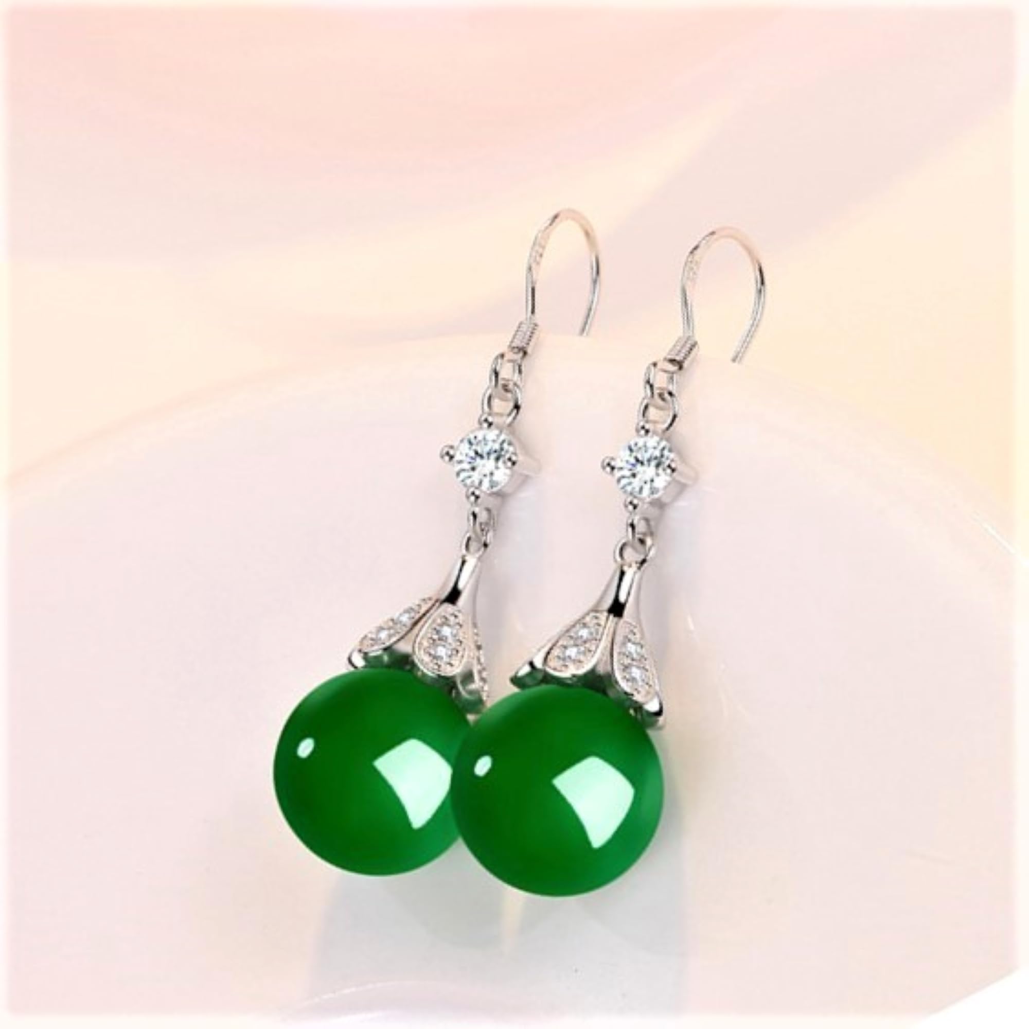 Pendientes Dangle de Gota de Plata de Ley 925, Pendientes Colgantes de Perlas de Agua Dulce/Ónix Verde/Ónix Rojo & Diamante CZ Hipoalergénicas, Joyería Fina para Mujeres Niñas