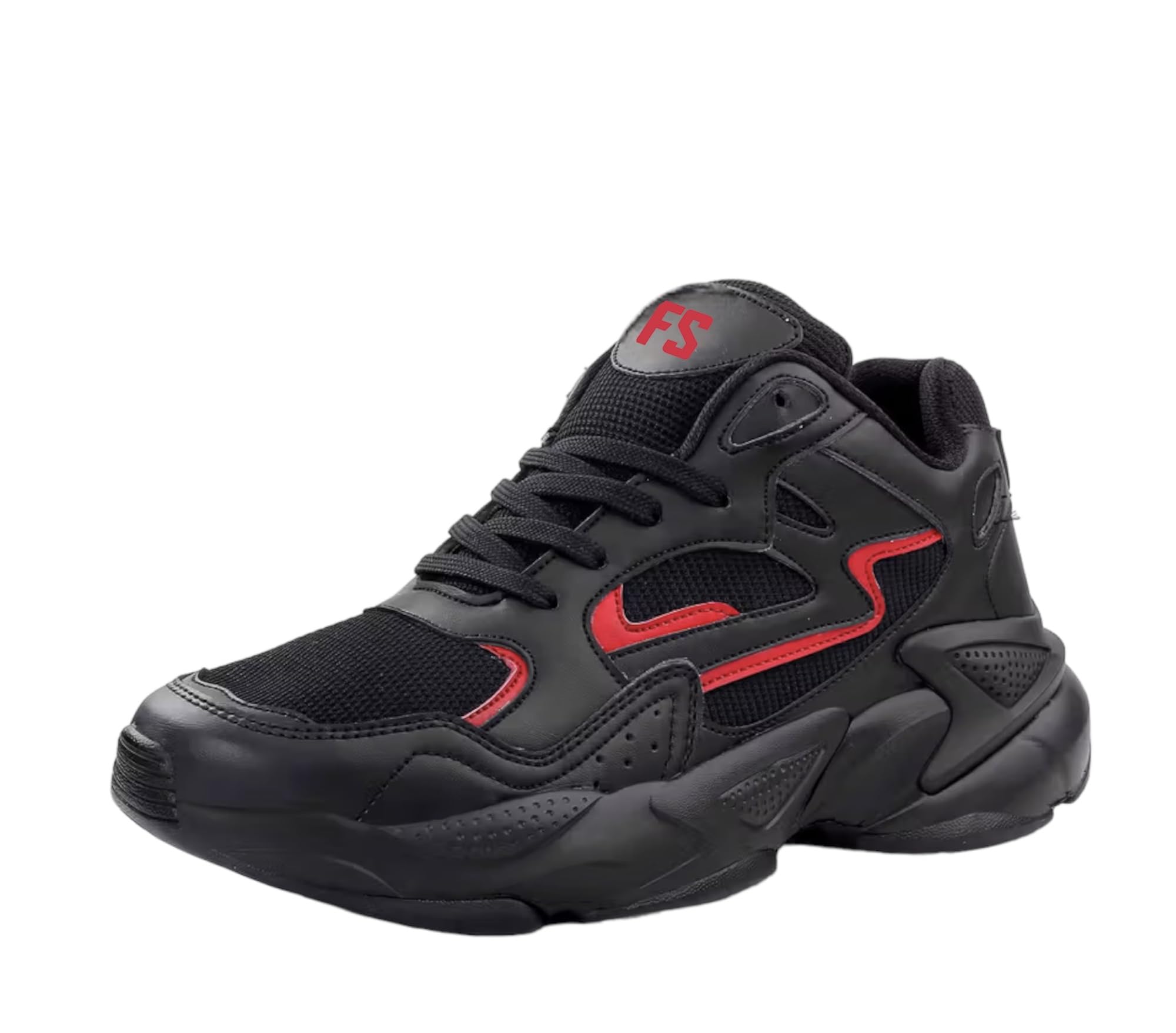 Future Step Velocity Men Fashion Sneakers/Running Shoes with Chunky Rubber Outsole for Running, Walking, Training, Gyming, Streets, Parties & Fun (6) Black