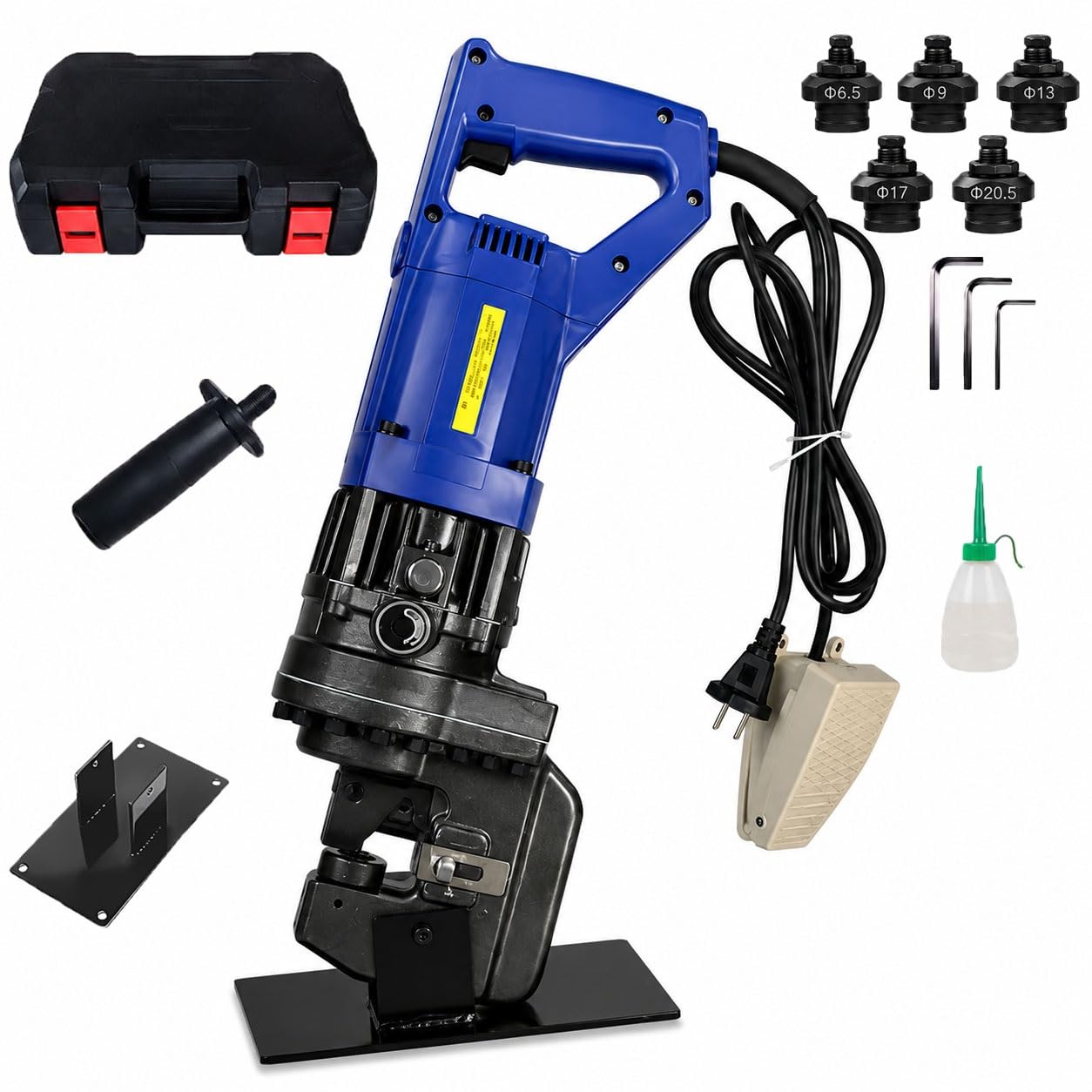 Koyike One Color Hydraulic Hole Puncher 1400W Metal Punching Machine With 40Mm Throat Depth, Electric Heavy Duty Hole Punch Tool For Angle Iron & 8Mm Aluminum Bar