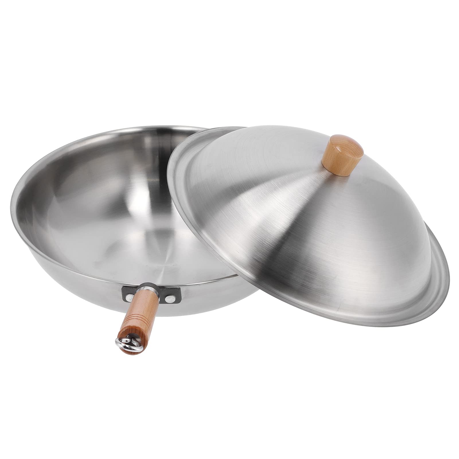 Wok acier inoxydable 13,4 pouces avec couvercle pour induction