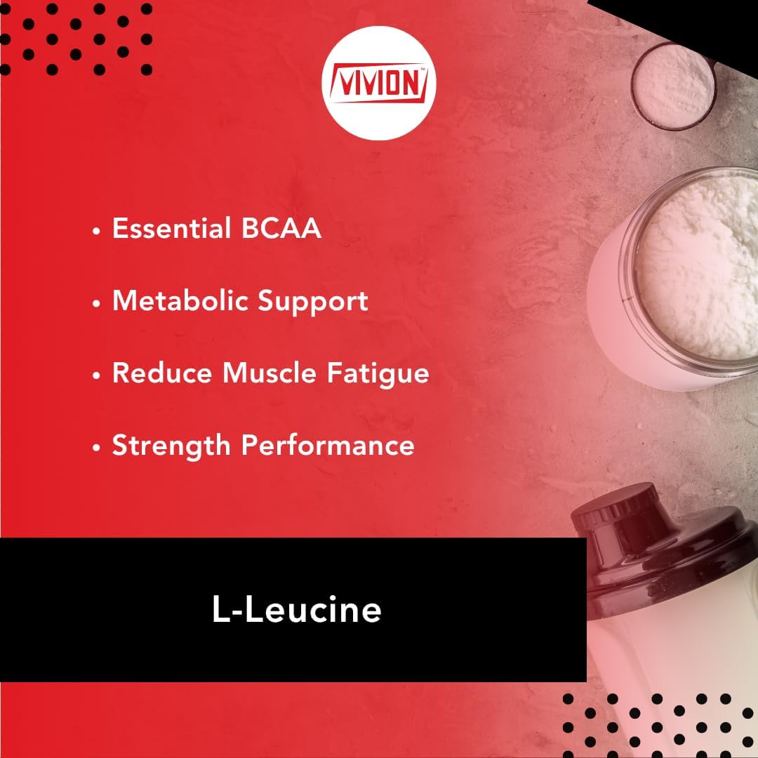 L-Leucine Powder - 1000 Grams - BCAA Amino Acid Powdered for Manufacturing Muscle Function & Energy Tablet Capsule Formulations - 1 kg (2.2 lb)