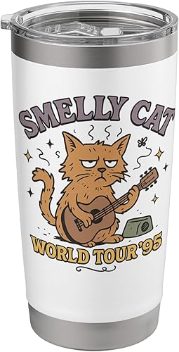 Funny Cat 90s Nostalgia Retro Sitcom Feline Humor Graphic Stainless Steel Insulated Tumbler