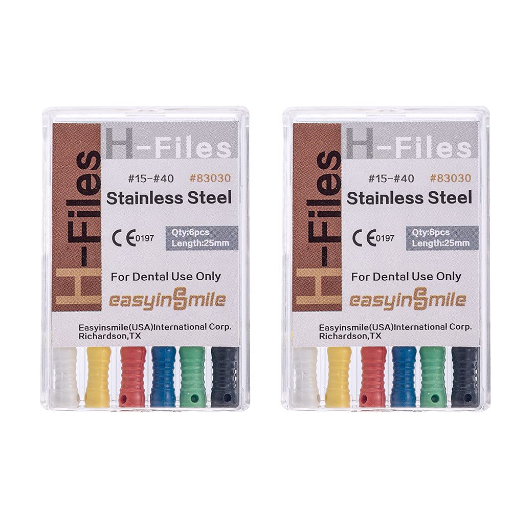 EasyinsmileDental Endo Hand Use H-File Endodontic Stainless Steel (2 Pack, 15-40#)