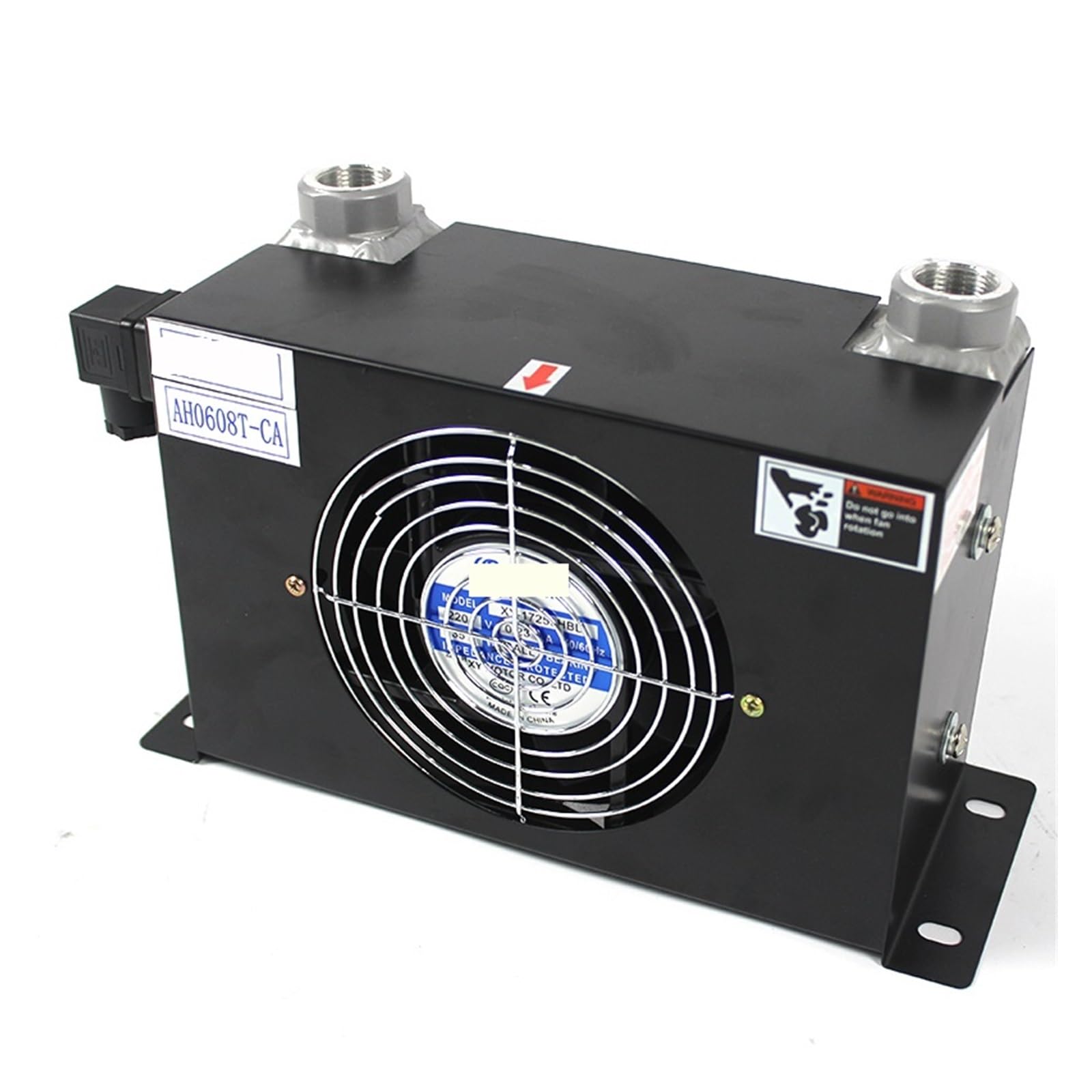 AH0608T-CA 60L/min Przepływ Chłodnica Olej Chłodzenie Wymiennik Ciepła Chłodnica Oleju Płytowy Wymiennik Ciepła dla Układu Hydraulicznego(Black,DC12V with switch)