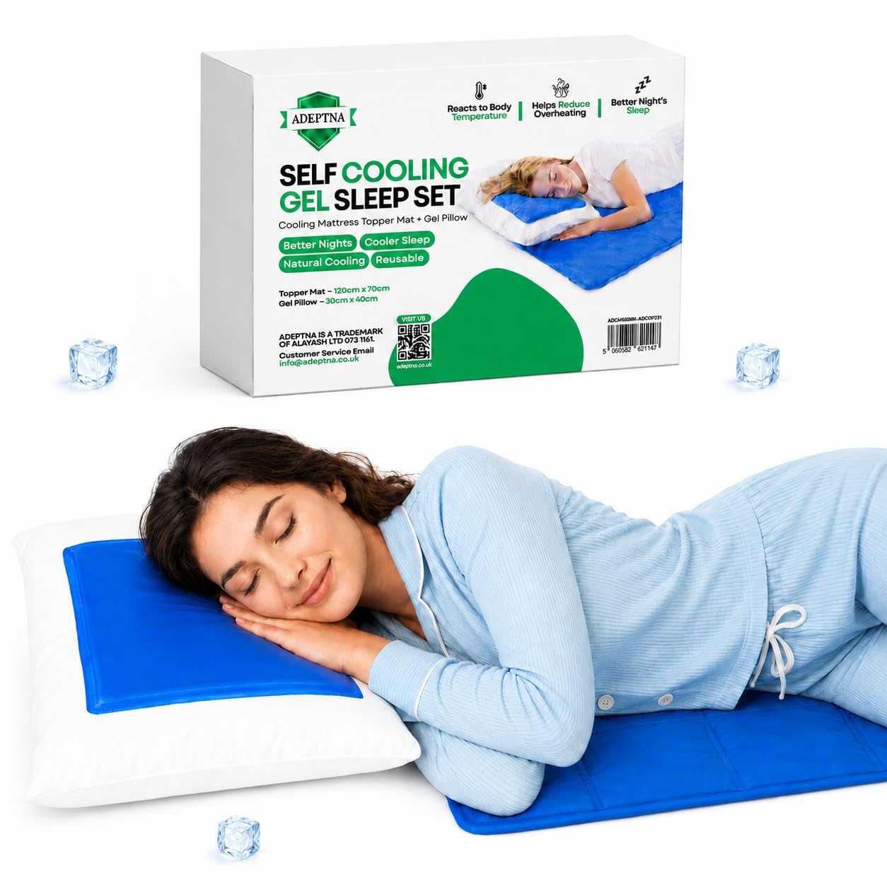 ADEPTNA Magic Multi Functional Self Cooling Gel Pad Mattress Topper Mat Cushion Yoga Pet Bed Sofa -100% Safe and Clean - Environmental Friendly – Better Nights Sleep (120CM X 70CM)