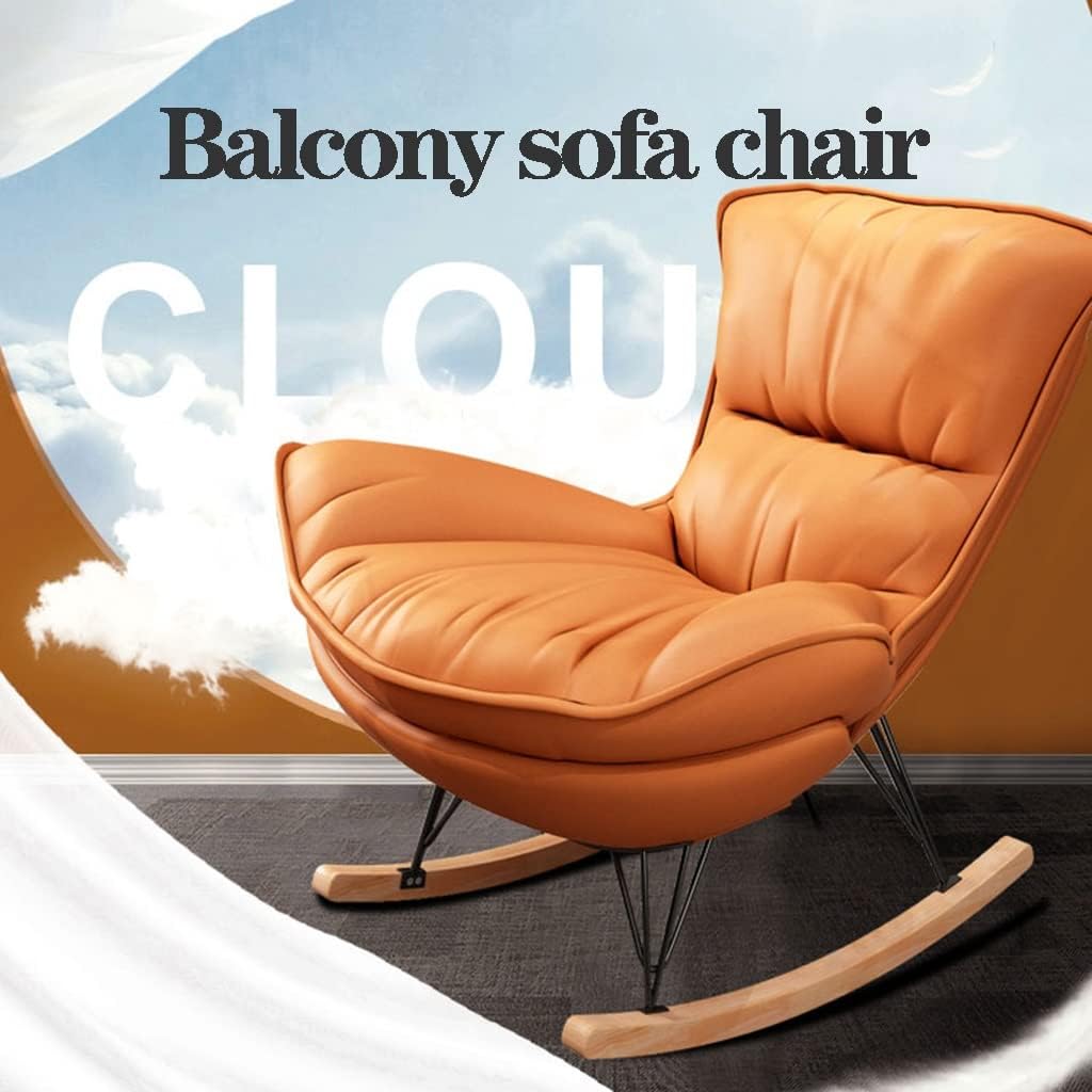 Rocking Nursery Modern Accent Chair Fabric Upholstered Glider Rocker Armchair with Ottoman for Living Room,Comfy Reading Chairs Lounge Chair Side Chairs for Bedroom Offices (Color : Gray) (Orange )