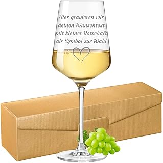 Weinglas mit Gravur personalisiert mit Wunschtext, 560 ml Weißwein-Glas als Geschenk zu Geburtstag oder Hochzeit - tolle Geschenkidee für Frauen, Männer, Mama & Papa
