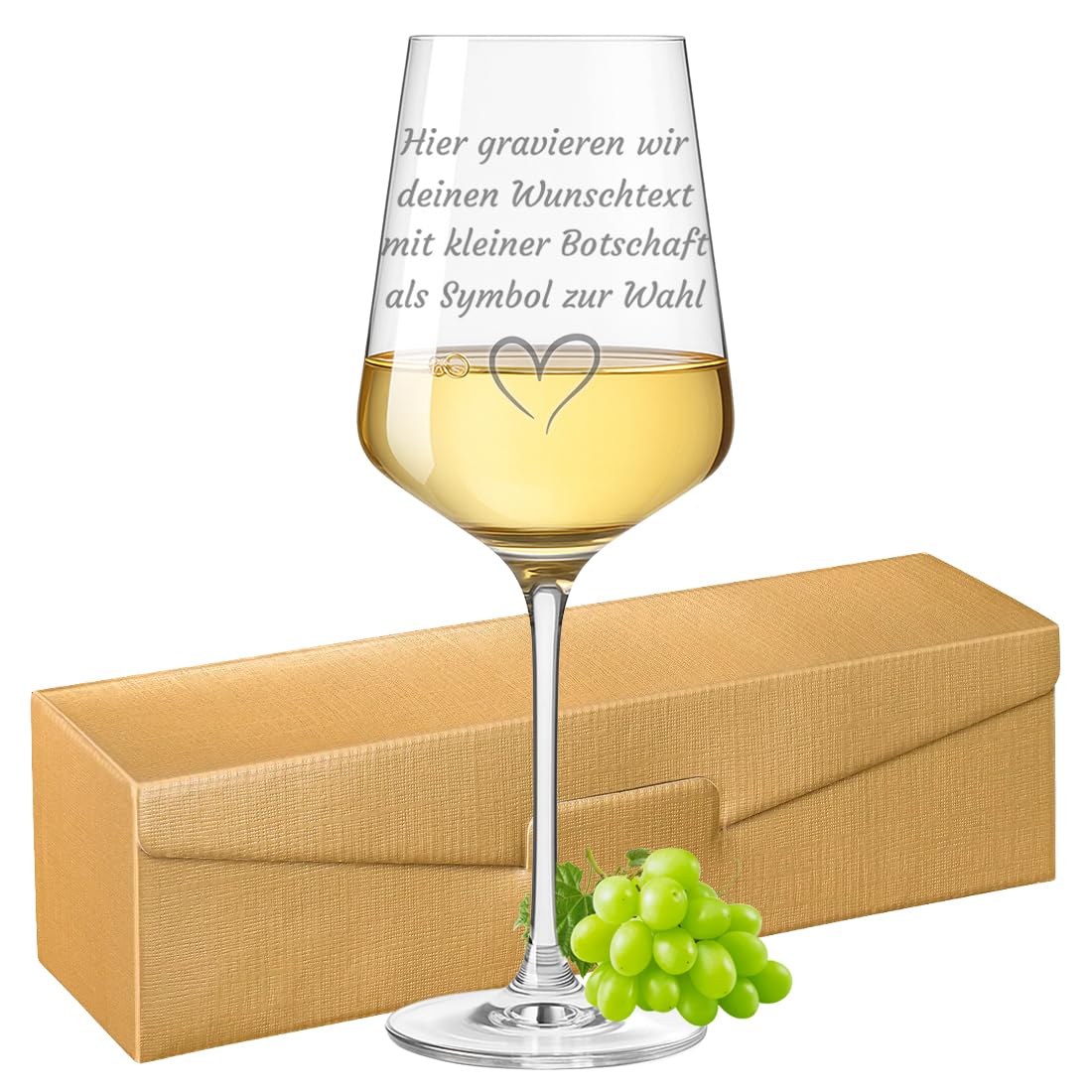 Weinglas mit Gravur personalisiert mit Wunschtext, 560 ml Weißwein-Glas als Geschenk zu Geburtstag oder Hochzeit - tolle Geschenkidee für Frauen, Männer, Mama & Papa