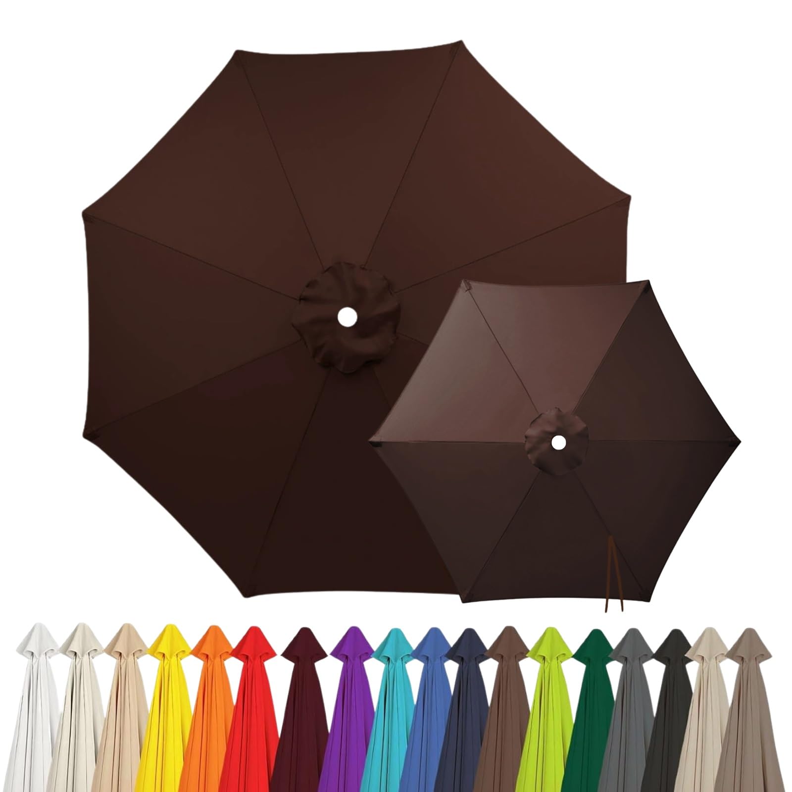 2m 2.15m 2.5m 2.7m 3.0m 4.0m Replacement Parasol Canopy for 6/8 Arms, Waterproof Outdoor Garden Parasol Fabric Cover, UV Protection Sun Shade Replacement Top Only(Coffee,8-RIBS-9.8FT/3.0m)
