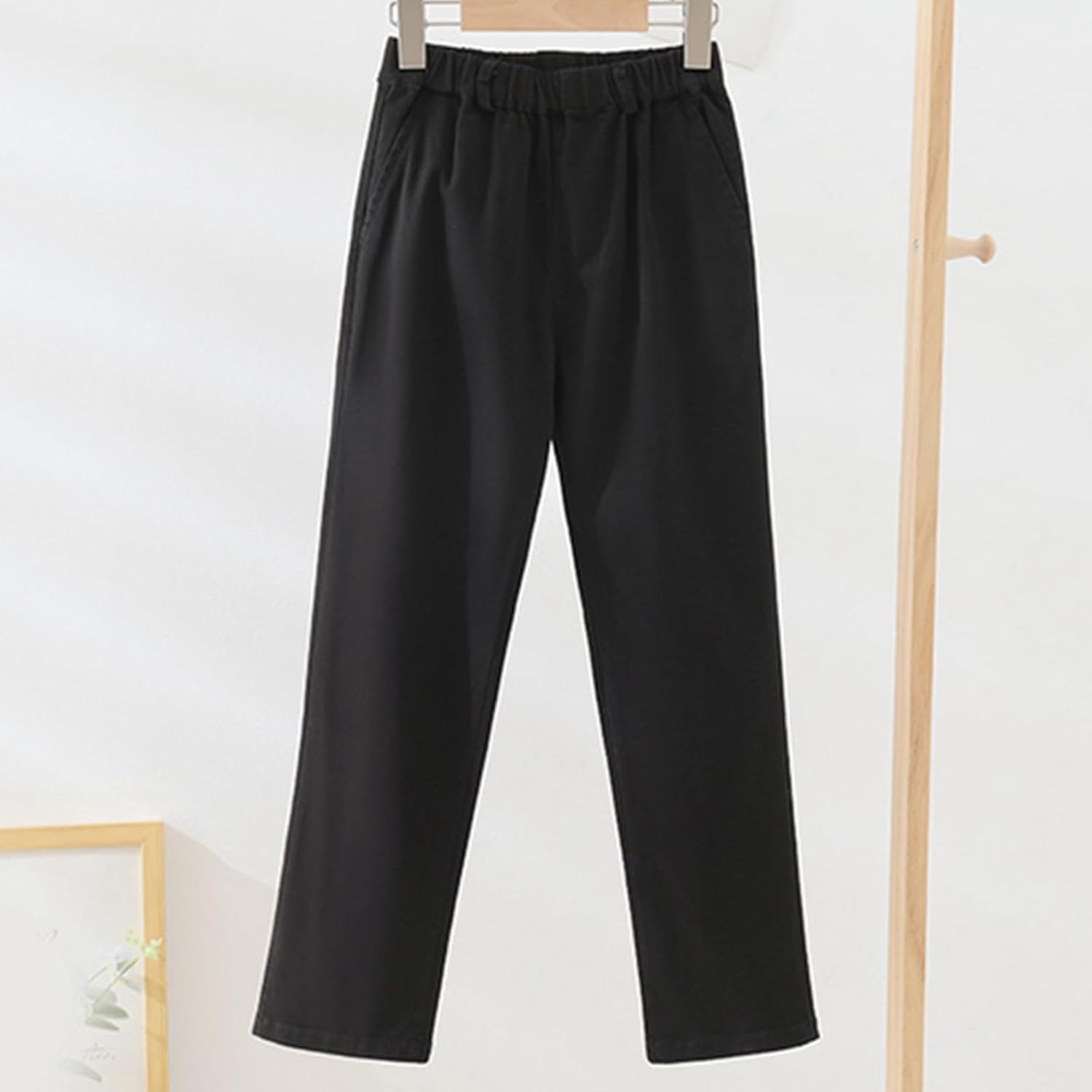 Boys School Uniform Pants Flat Front Pull On Elastic Waist Dress Pants Stretch Straight Chino Pant 7-18 Years