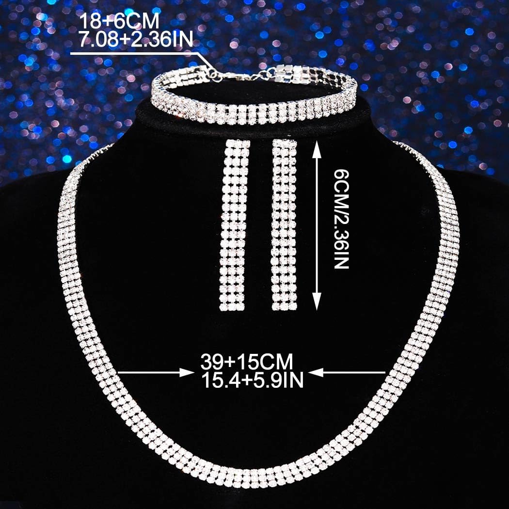 GORAIS Wedding Jewelry Sets Rhinestone Necklace Bridal Formal Jewelry for Women and Brides - Image 2