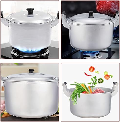 Miniatura 9 de Tapa de olla de sopa tradicional de acero inoxidable de 10 pulgadas, olla de doble asa, olla de cocción hirviendo, guisado grueso, compatible con