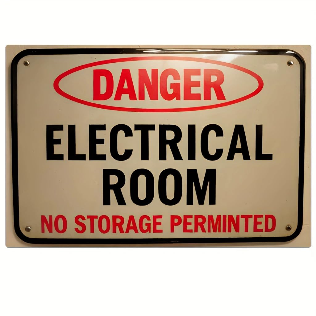 Aluminum Hazard Sign, Danger Electrical Room No Unauthorized Entry, Indoor & Outdoor Use, 12×8 Inch