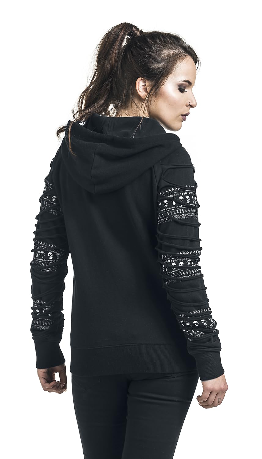 Rock Rebel by EMP Damen schwarze Kapuzenjacke mit Cut Outs