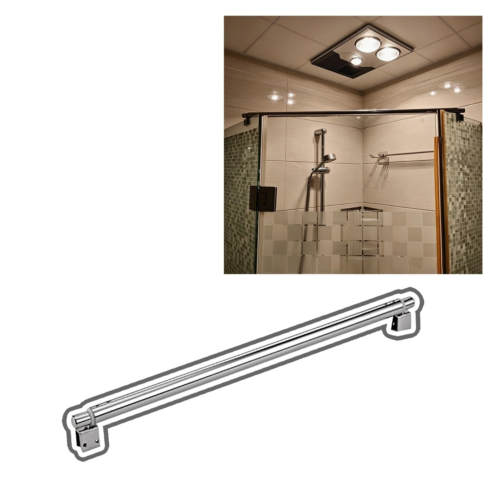 CHZDPP Anti-Loose Frameless Shower Door Support Rod, Telescopic Support Bar for Bathroom/Wet Room/Gym Restrooms, Stops Wobbling Wall-to-Glass Brace(A,11.8–19.7in/30–50cm)
