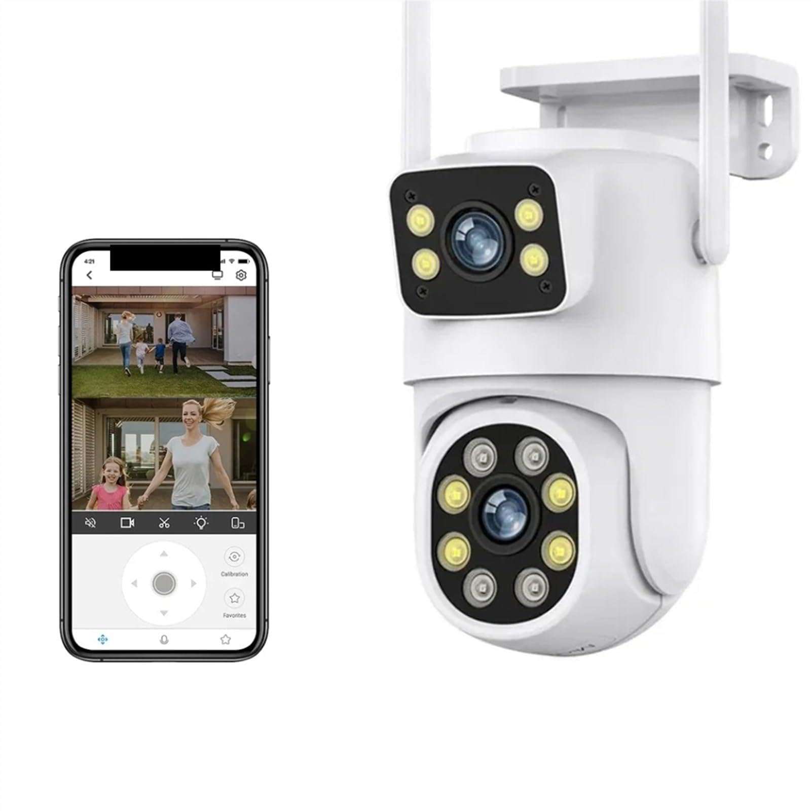 Telecamera Wifi Esterno, Telecamera PTZ a doppia lente 4K 8MP Full HD doppio schermo Ai Human Auto Tracking Telecamera di videosorveglianza di sicurezza esterna da 4MP ,Sicurezza, Antifurto(8MP No SD