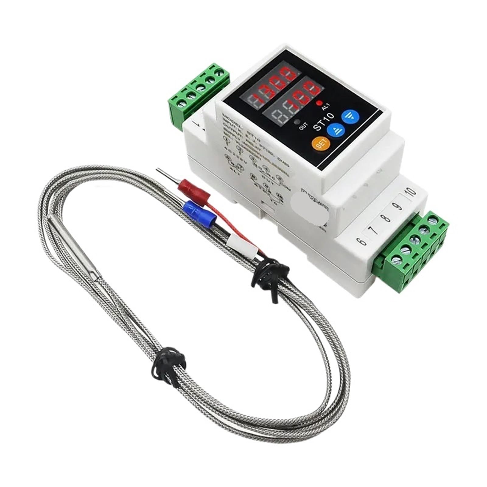 Termómetro digital ajustable con carril DIN LED, control de temperatura PID digital, salida de alarma, termopar