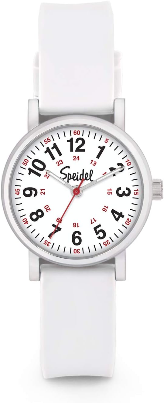 Scrub Petite Watch for Nurses, Medical Professionals, Mens and Womens Watch with Second Hand Nursing, Nurse Watches for Women Men, Waterproof 12 and 24 hr Time - White