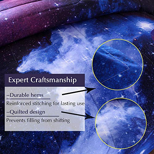 Wolmund Pomco Galaxy Comforter Twin (68X88 Inch), 2Pcs(1 Galaxy Comforter & 1 Pillowcases) 3D Space Outer Sky Microfiber Bedding Set, Universe Cloud Galaxy Comforter Set For Boy Girl Teen Kid #TOP3