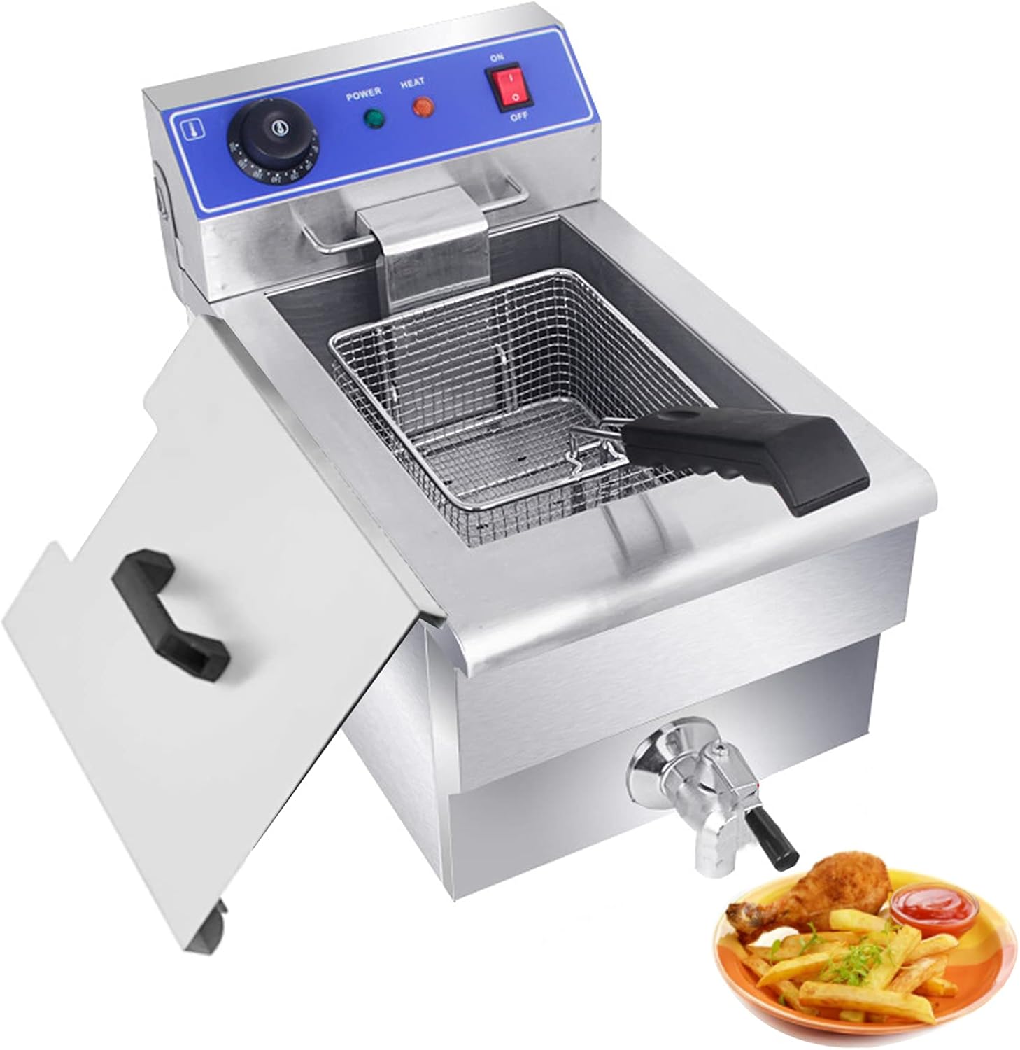 Stainless Steel Fryer, Electric Fryer 3000W 10L Easy To Clean For Cooking Food & Fries Home Restaurant Chicken Chip Fry