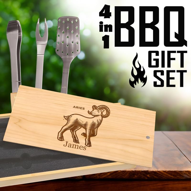 Set de parrilla personalizado con grabado Aries Zodiac miniatura 5