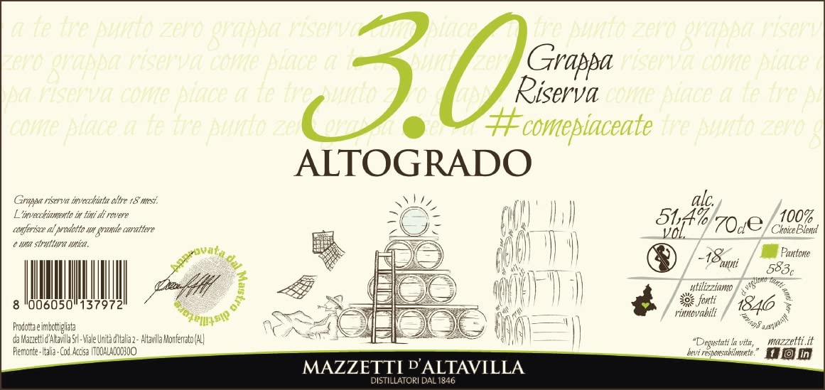 Mazzetti d'Altavilla - Linea 3.0 - Grappa ALTOGRADO High grade 70 cl