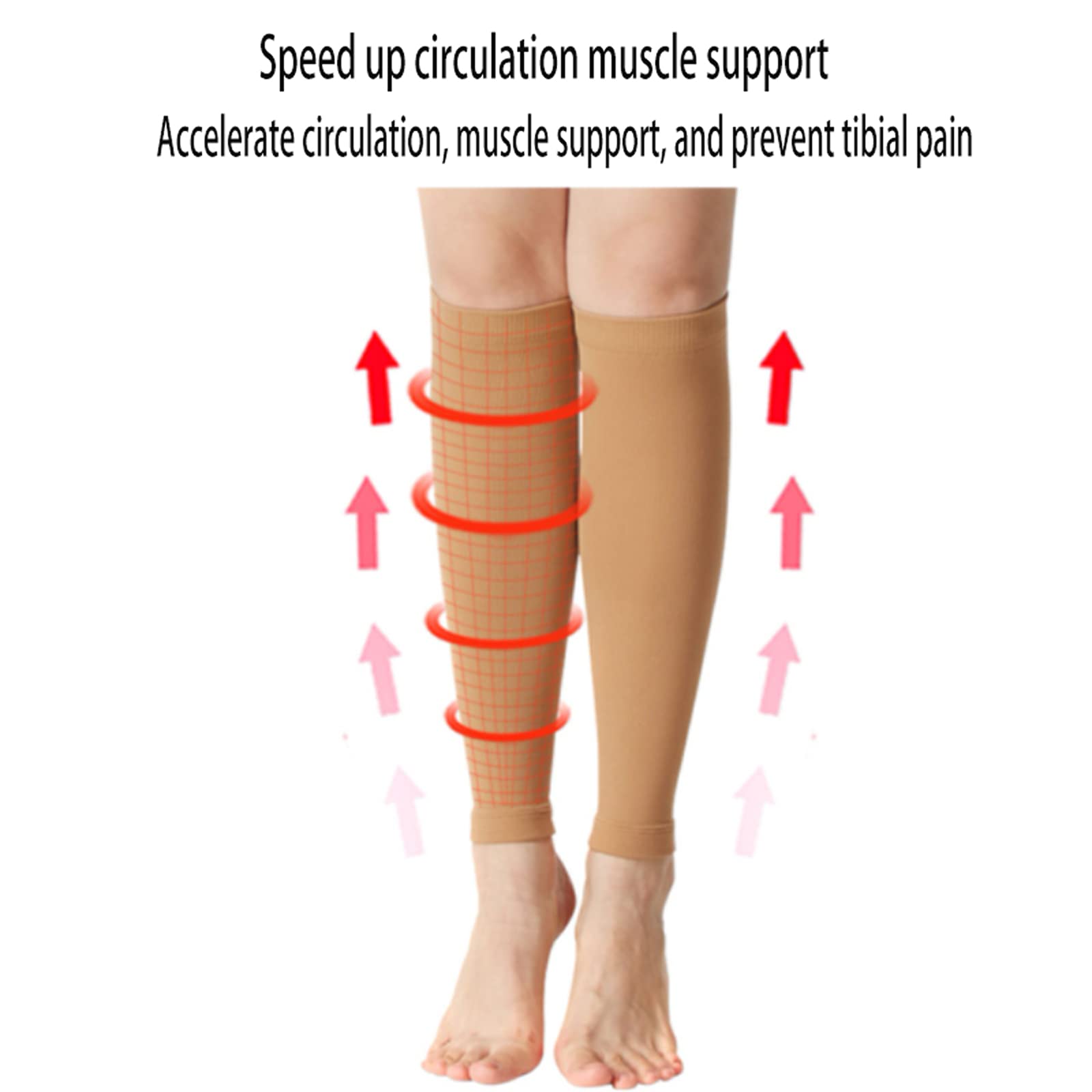 Calcetines de compresión de venas varicosas que protegen la circulación de la pantorrilla 15-20, alta elasticidad, ligeros y cómodos para la salud, enfermería, unisex, adultos, carne, XL