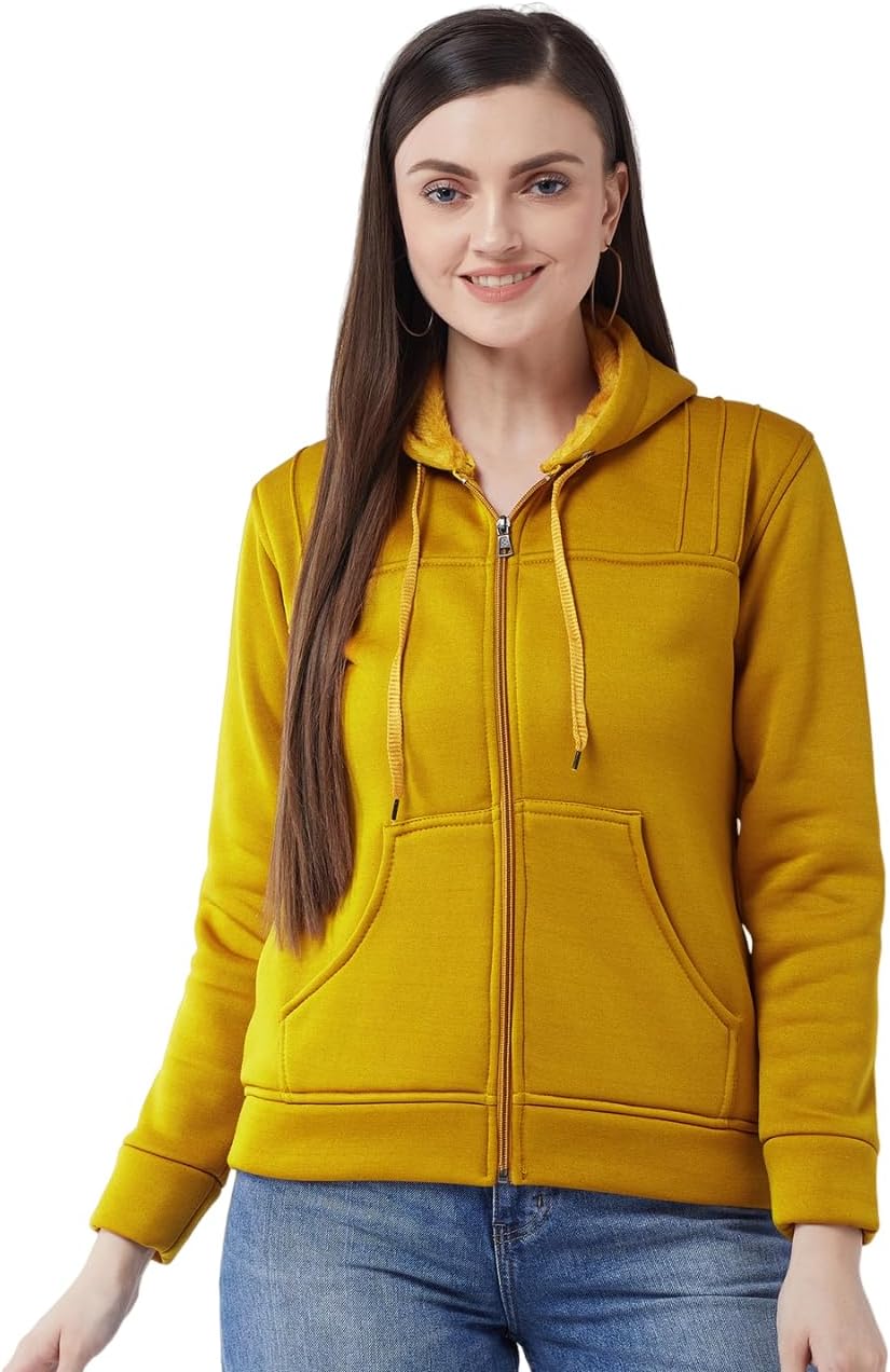 Women Solid Hooded Jacket For Winter