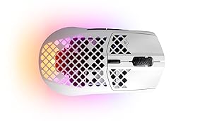 SteelSeries Aerox 3 Wireless - Holey RGB Gaming Mouse - Ultra-lightweight Water Resistant Design - 18K DPI TrueMove Air Optical Sensor -Snow