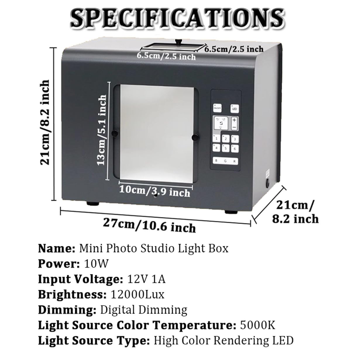 Caja de luz para Estudio fotográfico doméstico con 6 Modos de iluminación, Caja de luz LED Regulable de 5500k, cámara no incluida. (L)